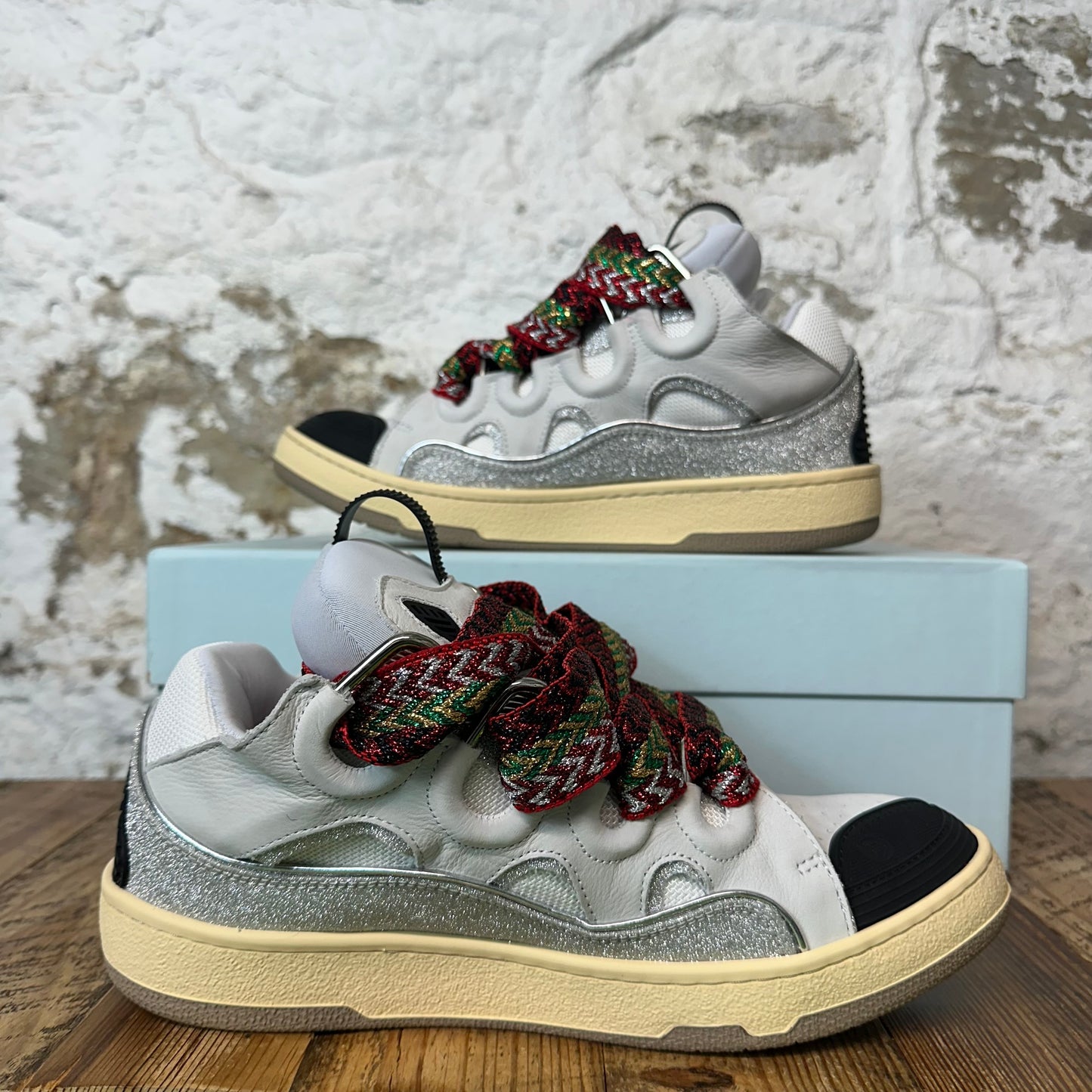 Lanvin Curb Multicolor Lace Grey Glitter Sneaker