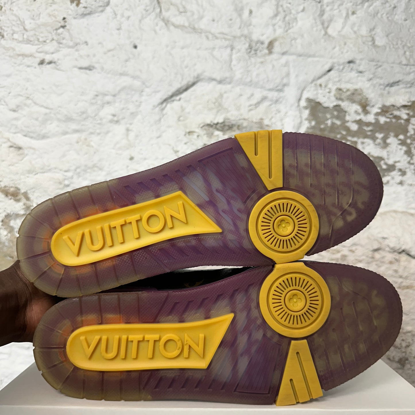 Louis Vuitton Brown Monogram Black Purple Trainer Sneaker Sz 10 (8.5LV) No Box