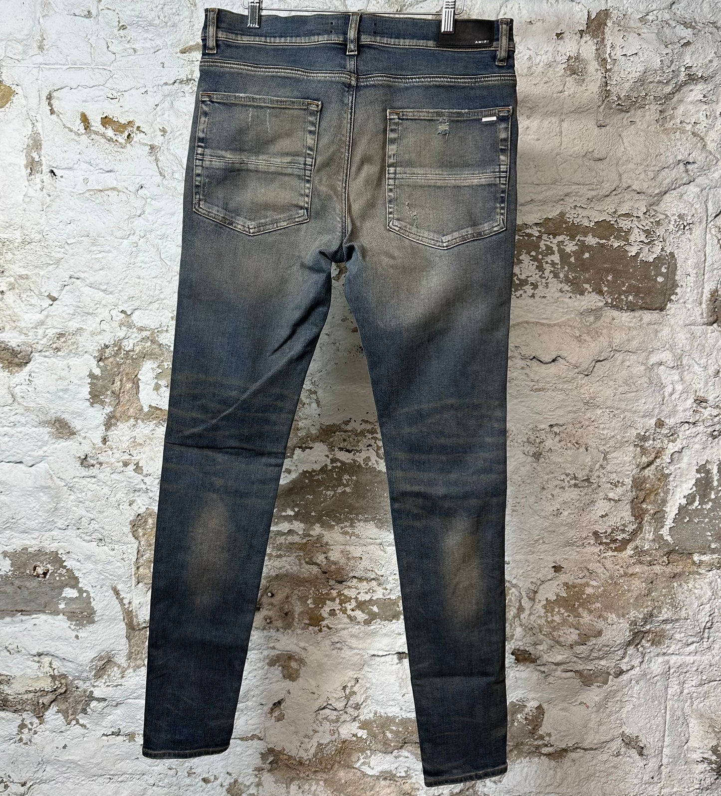 Amiri MX1 Plaid Dirty Blue Denim Jeans Sz 34