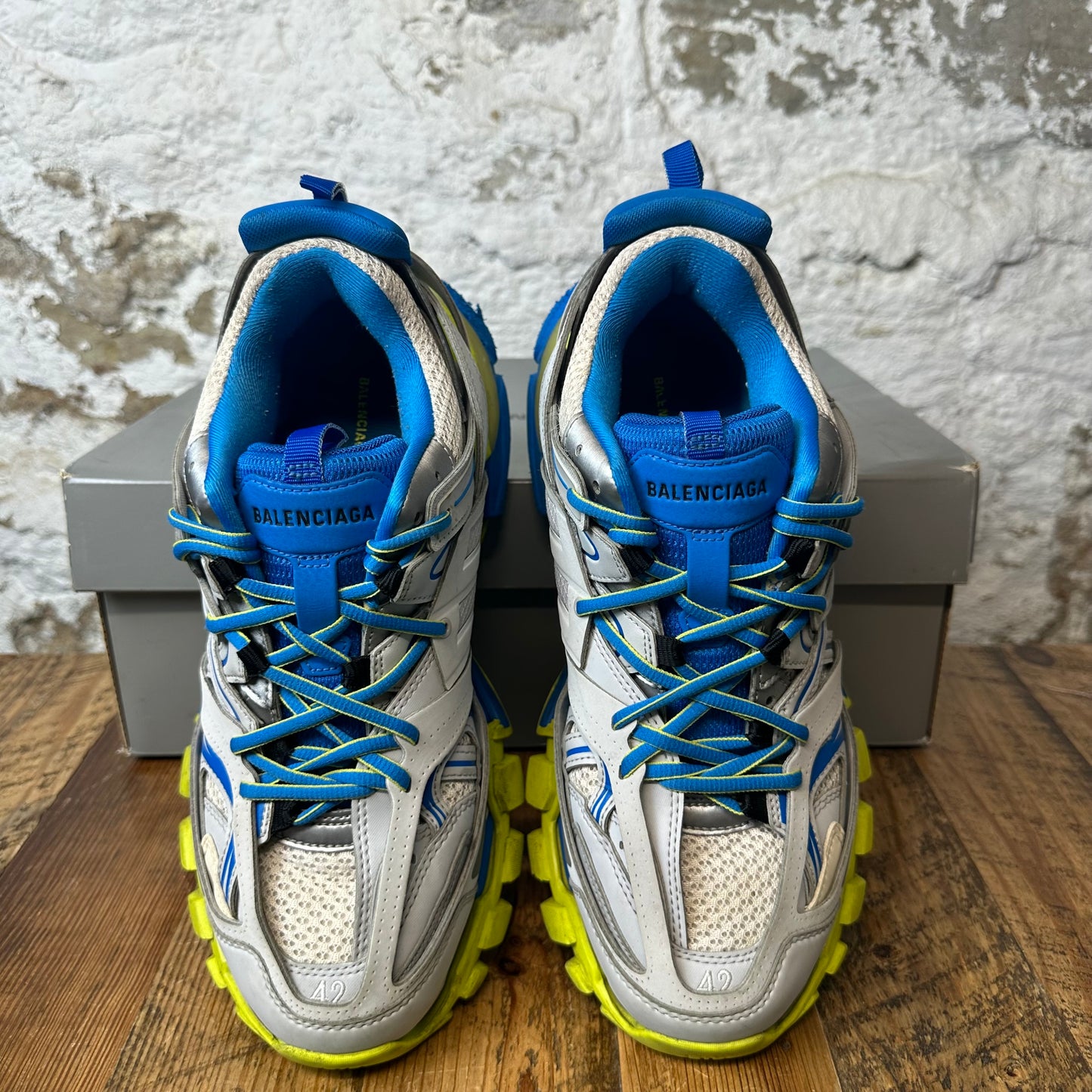 Balenciaga Track Runner Gray Blue Yellow Sz 9 (42)