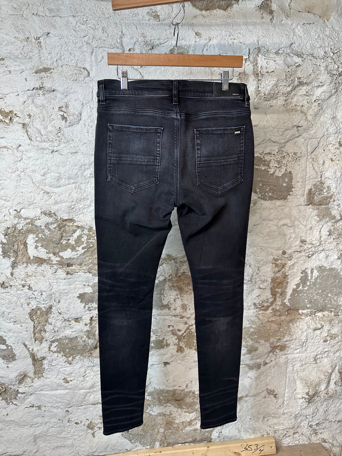 Amiri MX1 Black White Woven Black Denim Jeans Sz 34