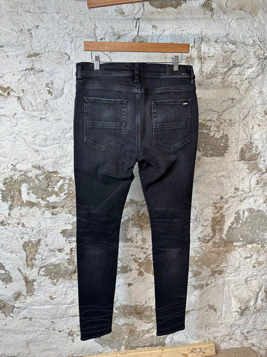 Amiri MX1 Black White Woven Black Denim Jeans Sz 34