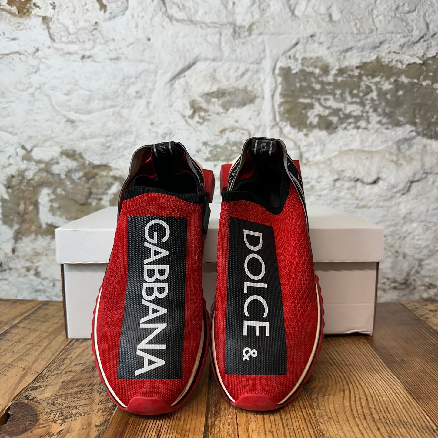 Dolce Gabbana Red White Black Sorrento Sneaker Sz 7 (40)