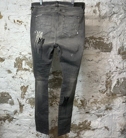 Amiri AM Drip Gray Denim Jeans Sz 40
