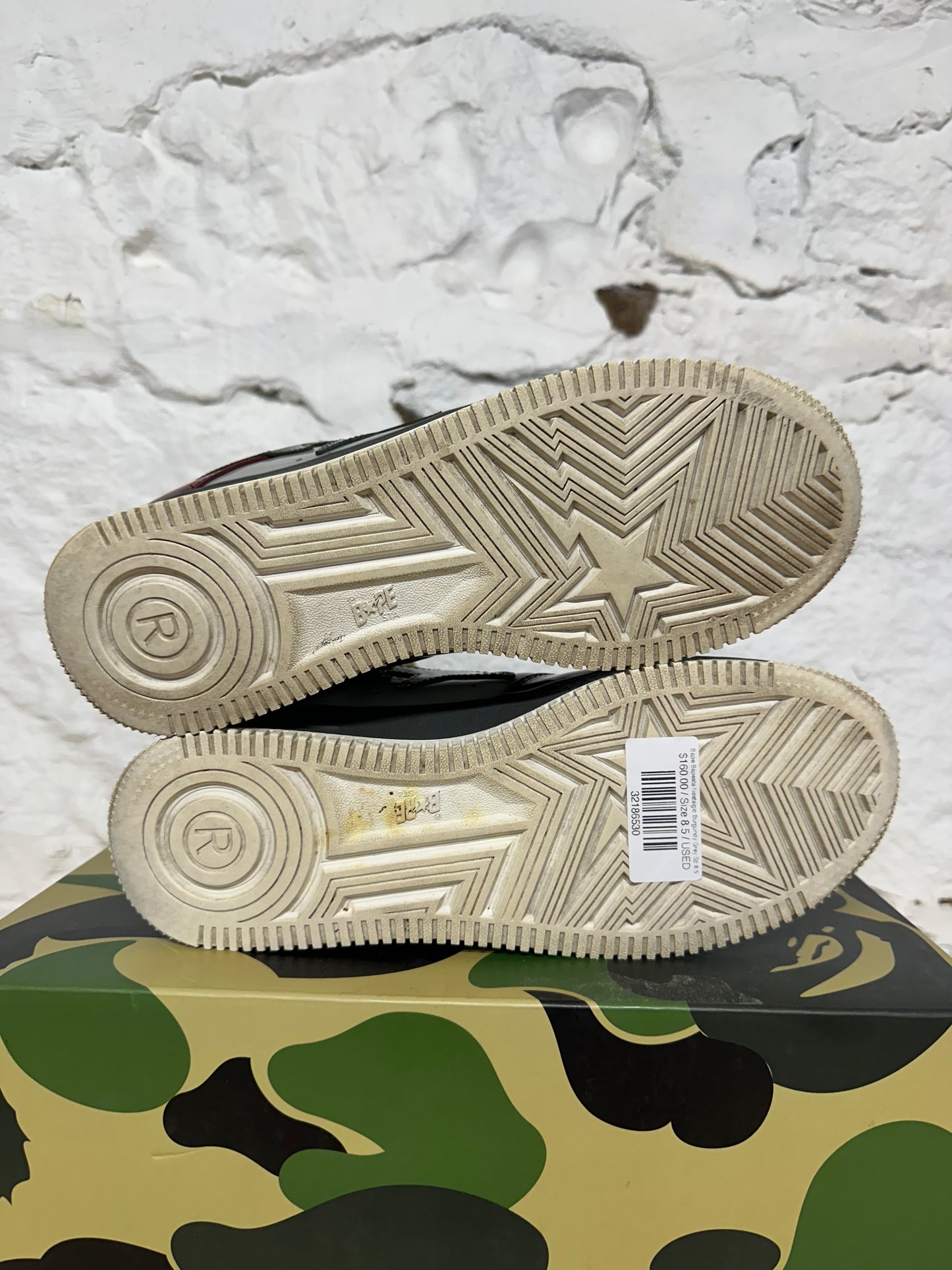 Bape Bapesta Nostalgic Burgundy Grey Sz 8.5