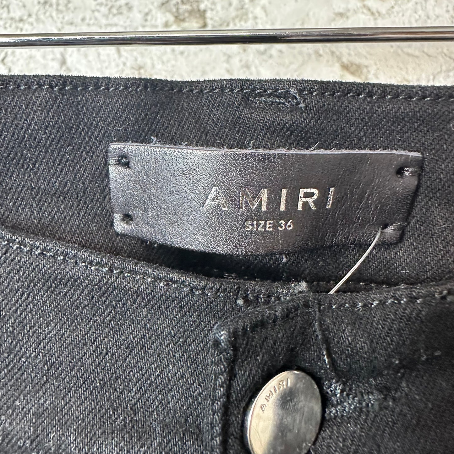Amiri MX1 Brown Snakeskin Black Denim Jeans Sz 36