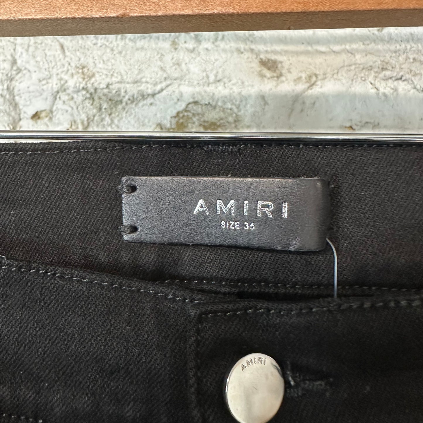 Amiri MX1 Brown Suede Black Denim Jeans Sz 36