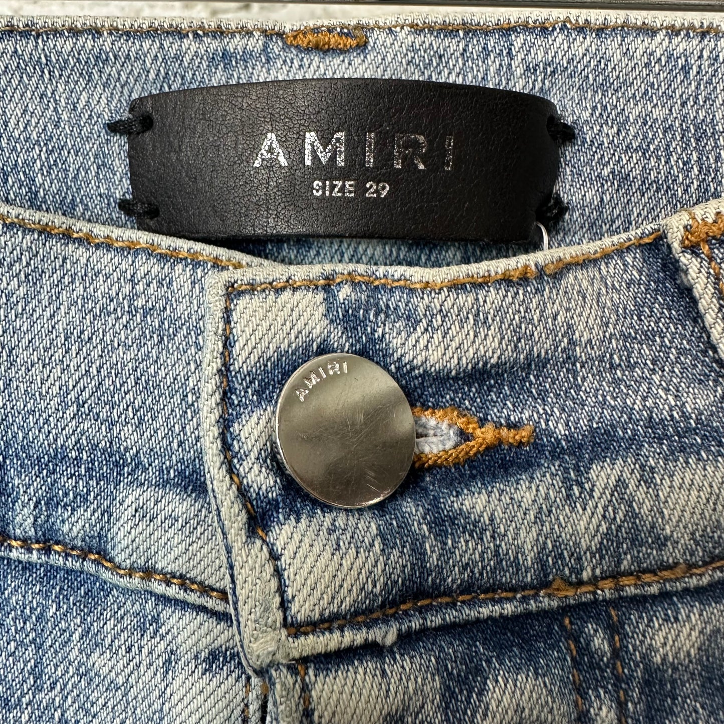 Amiri Multicolor Paisley Patches Washed Blue Denim Jeans Sz 29