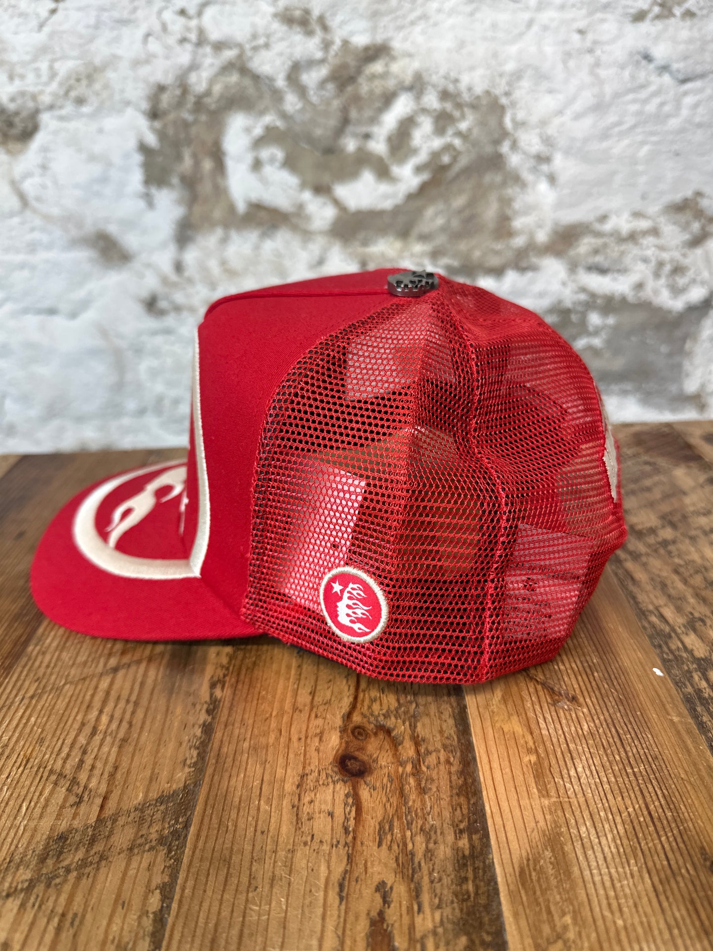 Hellstar White Logo Red Trucker Hat