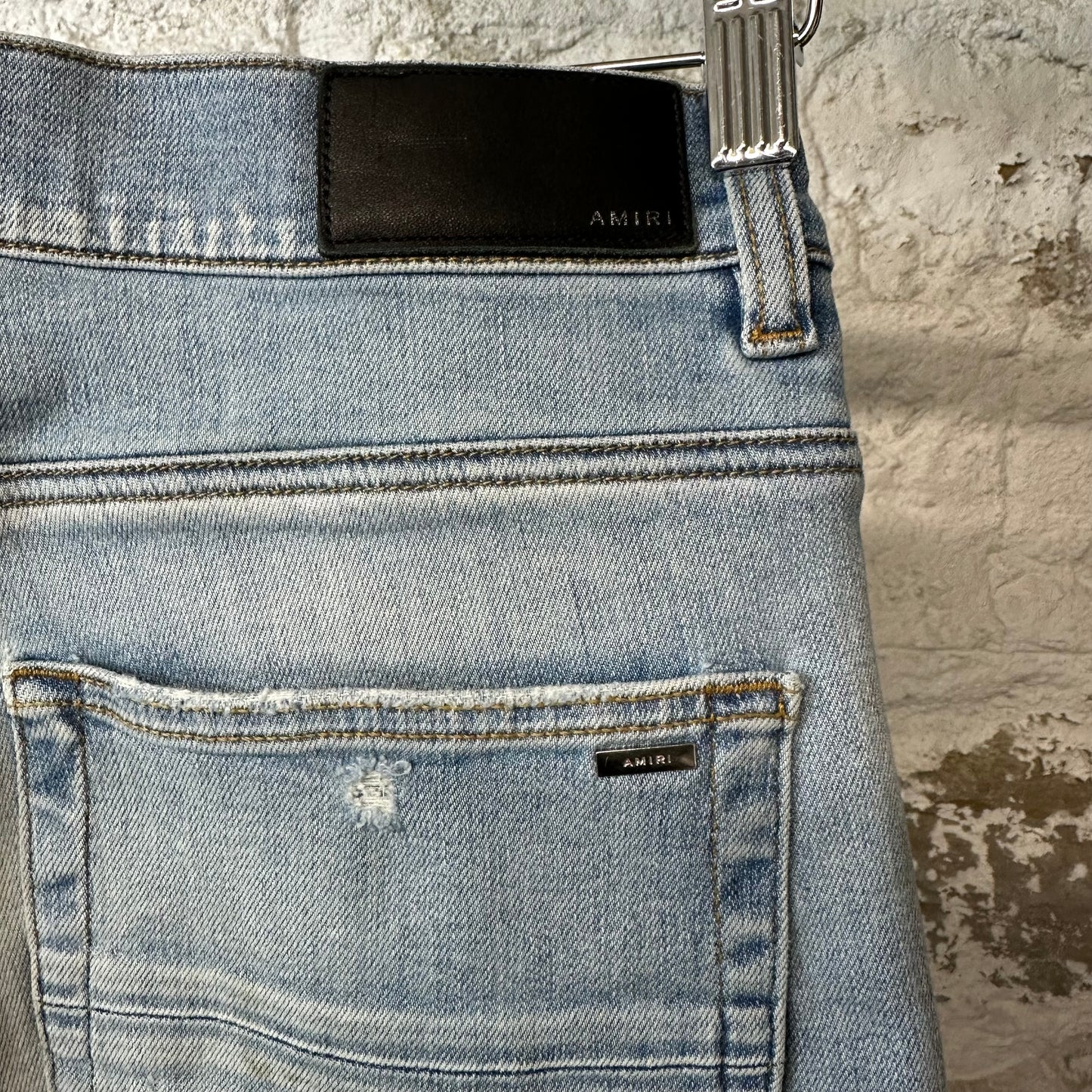 Amiri Leaf Side Spell Blue Denim Jeans Sz 33