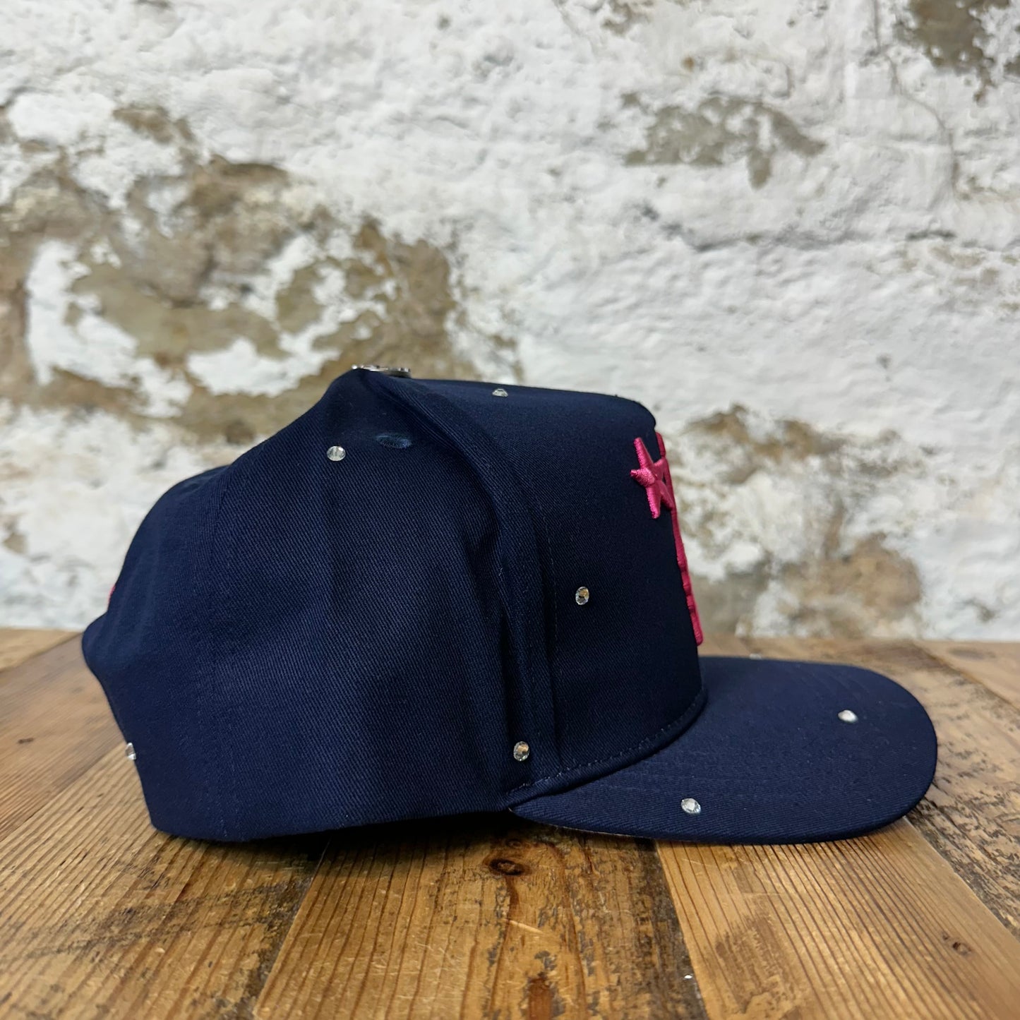 Hellstar OG Logo Navy Rhinestone Snapback Hat