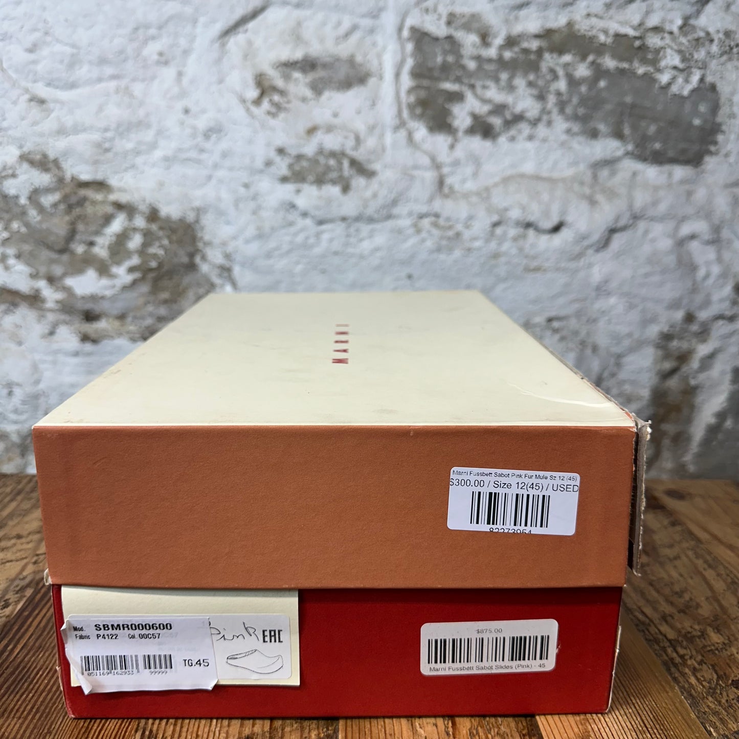 Marni Fussbett Sabot Pink Fur Mule Sz 12 (45)