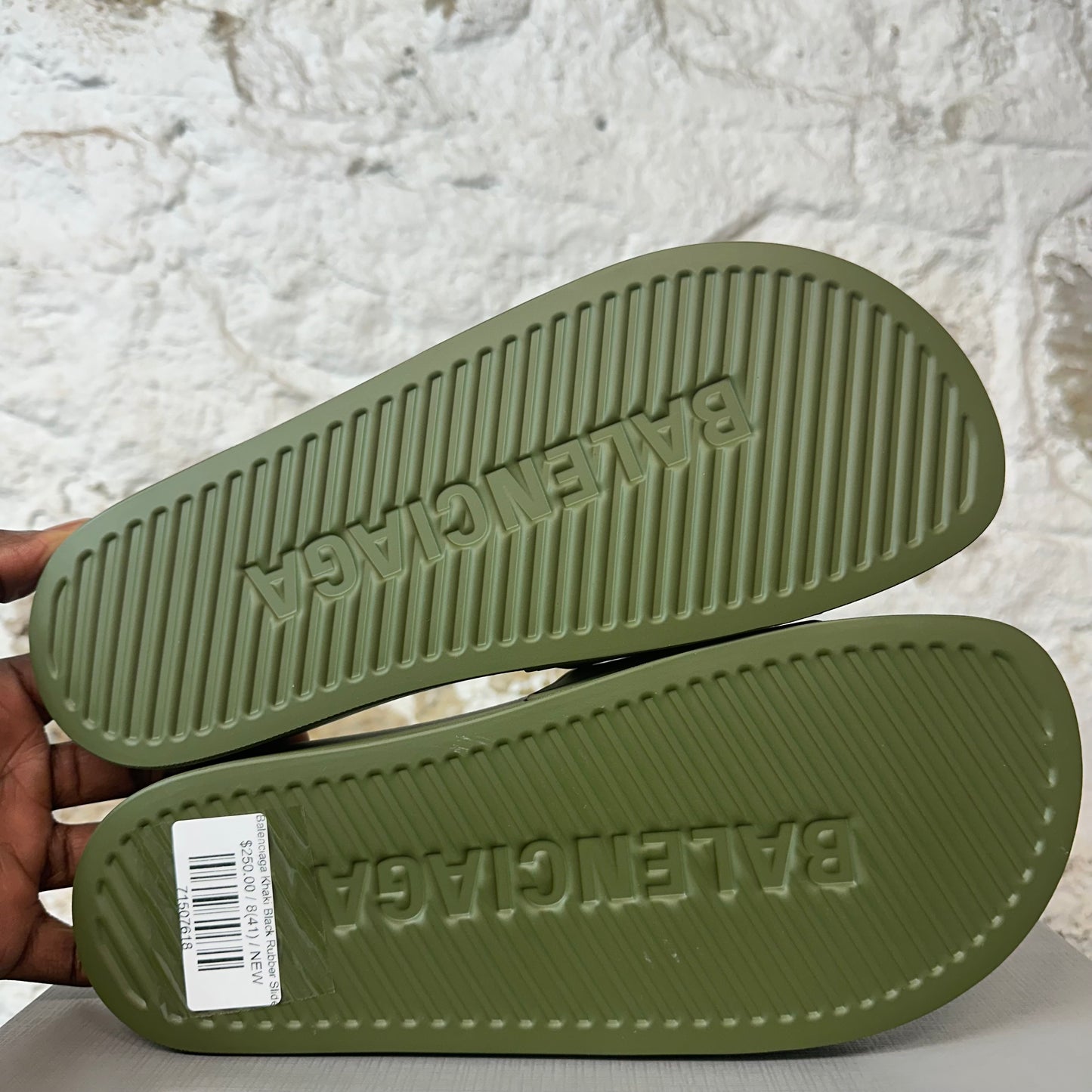 Balenciaga Khaki Black Rubber Slide