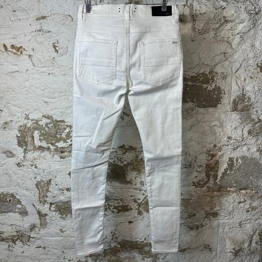 Amiri MX1 White Leather White Denim Jeans Sz 31