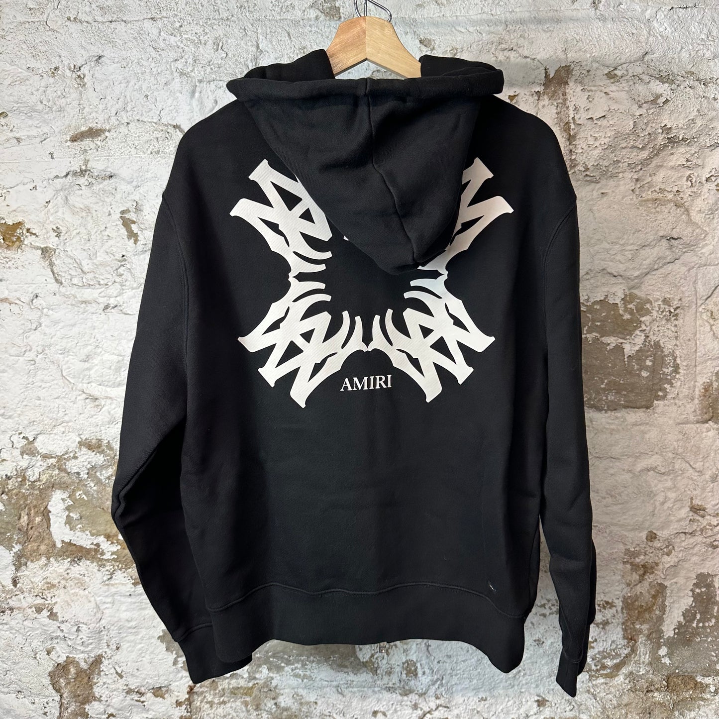 Amiri White MA Spiral Logo Black Zip Up Hoodie Sz M