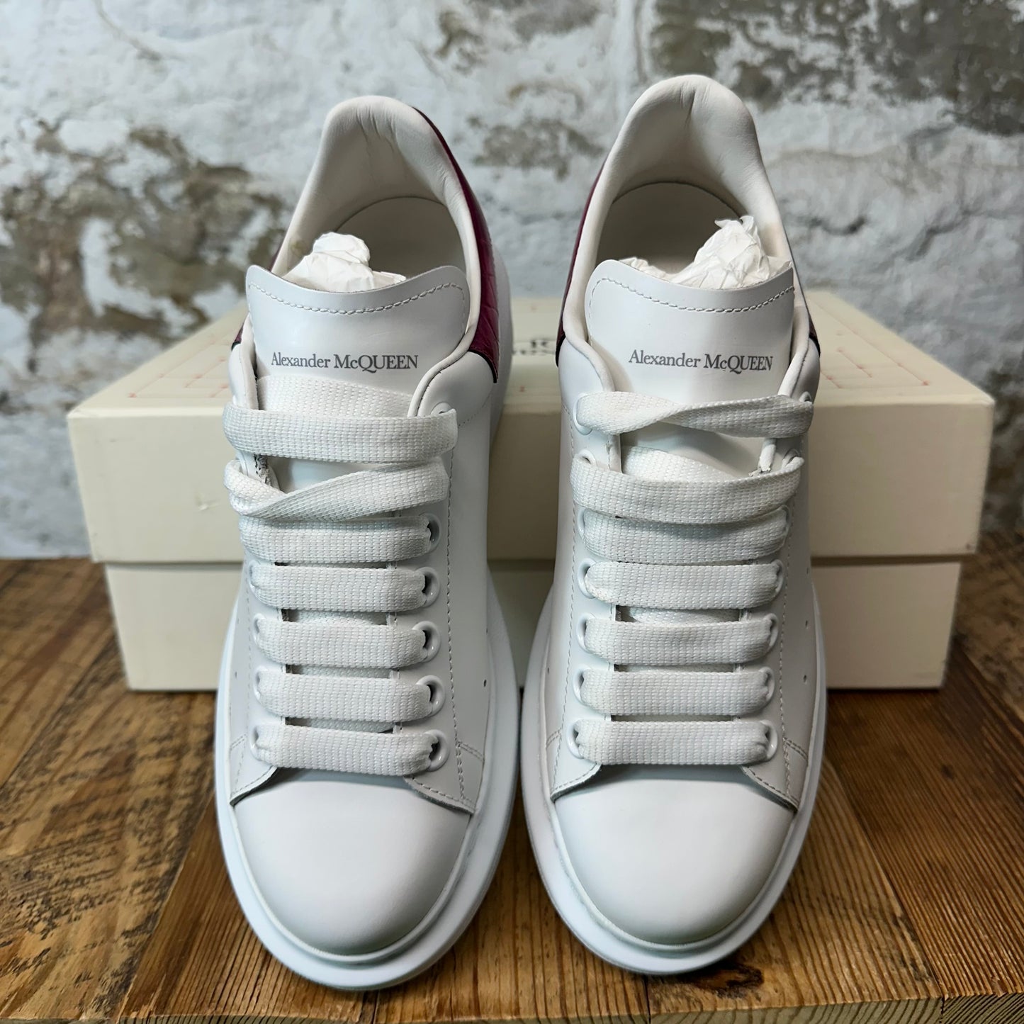 Alexander McQueen Pink Croc Tab White Sneaker Sz 6 (38)