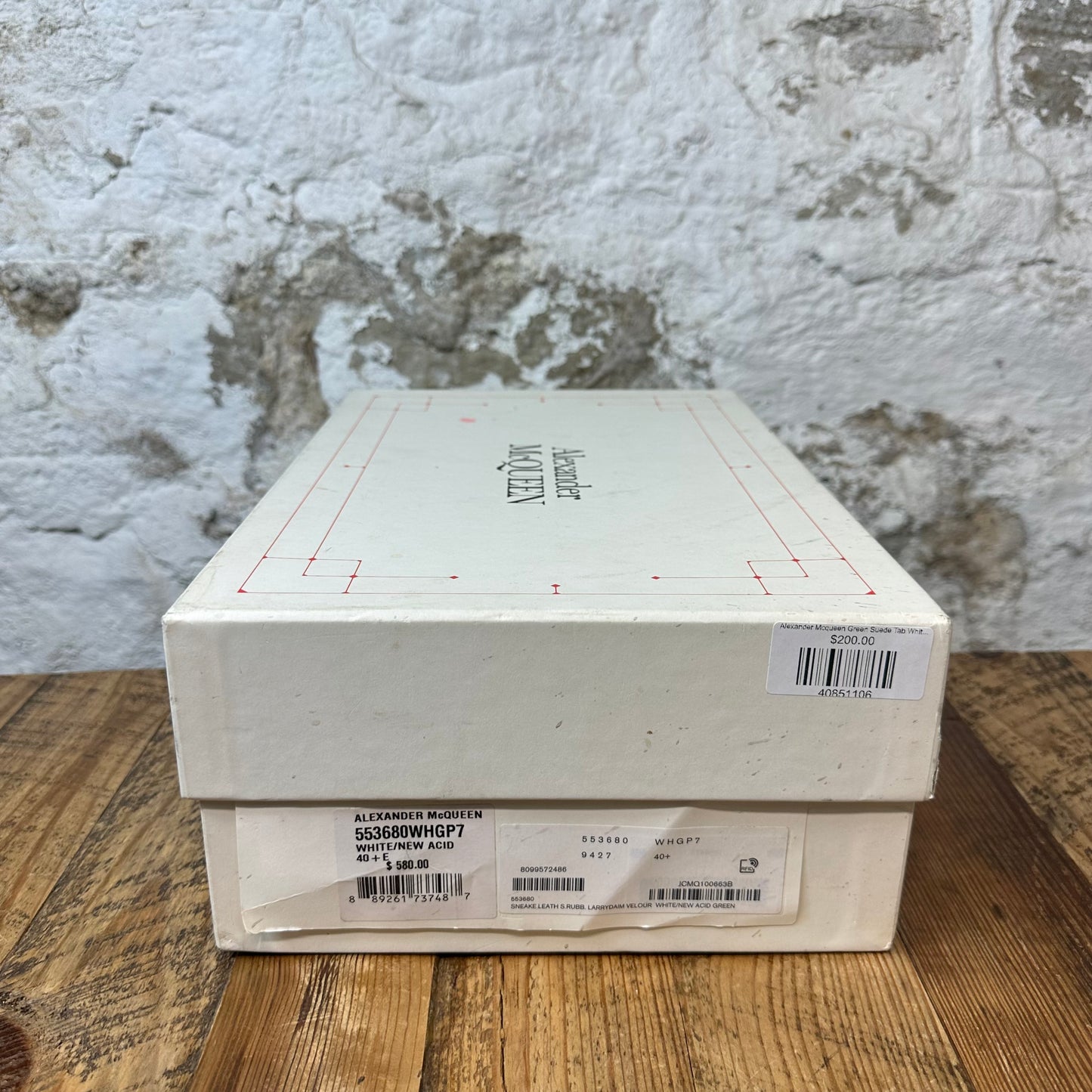 Alexander Mcqueen Green Suede Tab White Sneaker Sz 7.5 (40.5)