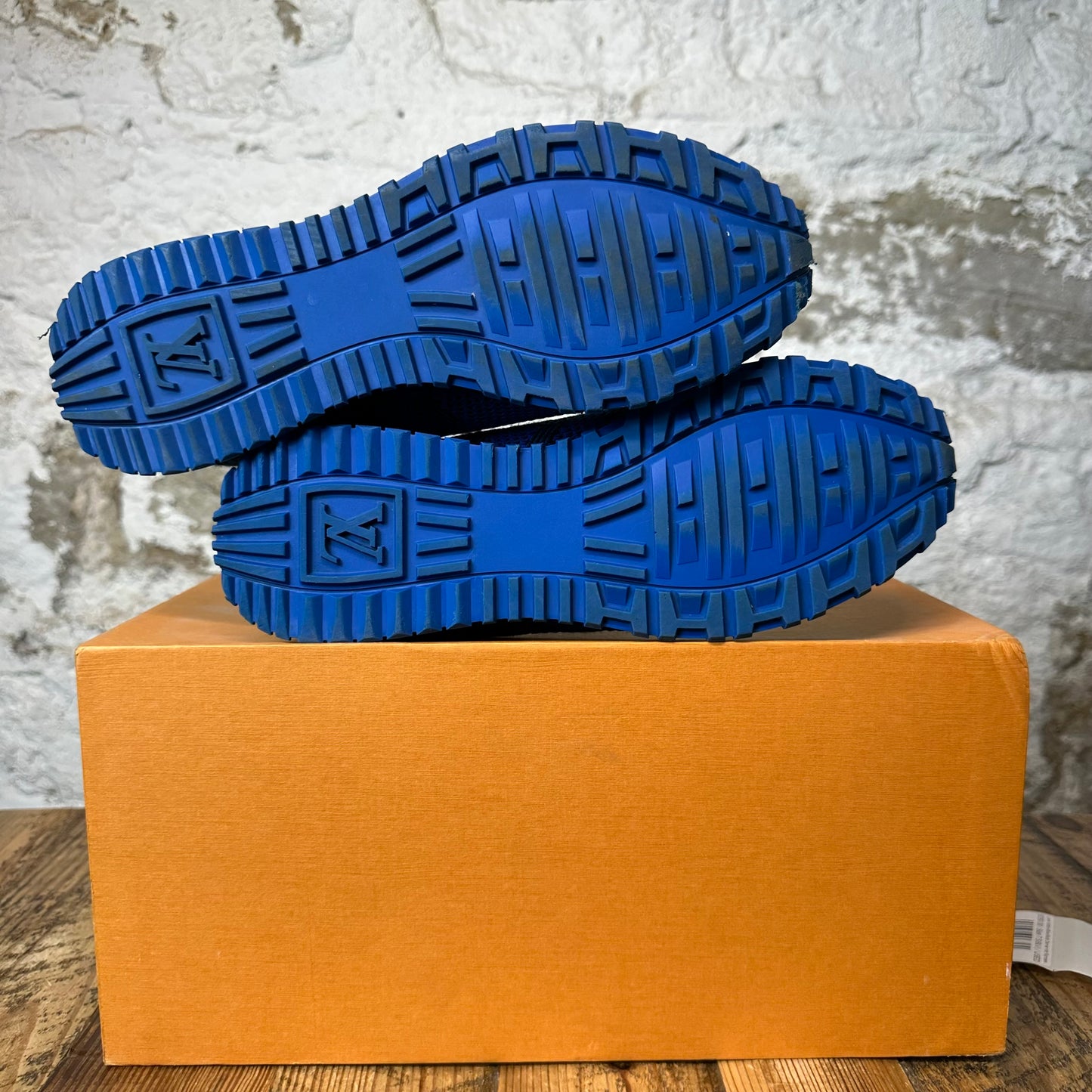 Louis Vuitton Blue Black Damier Knit Runaway Sneaker Sz 7.5 (6LV)