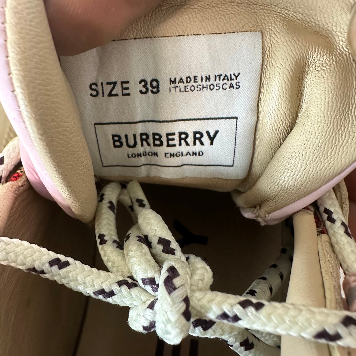 Burberry Arthur Pink Cream Sneaker Sz 6.5 (39)