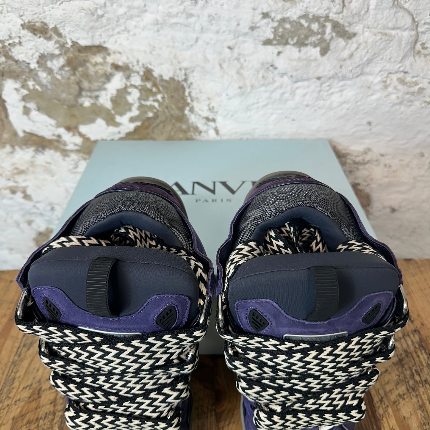 Lanvin Curb Striped Lace Purple Sneaker