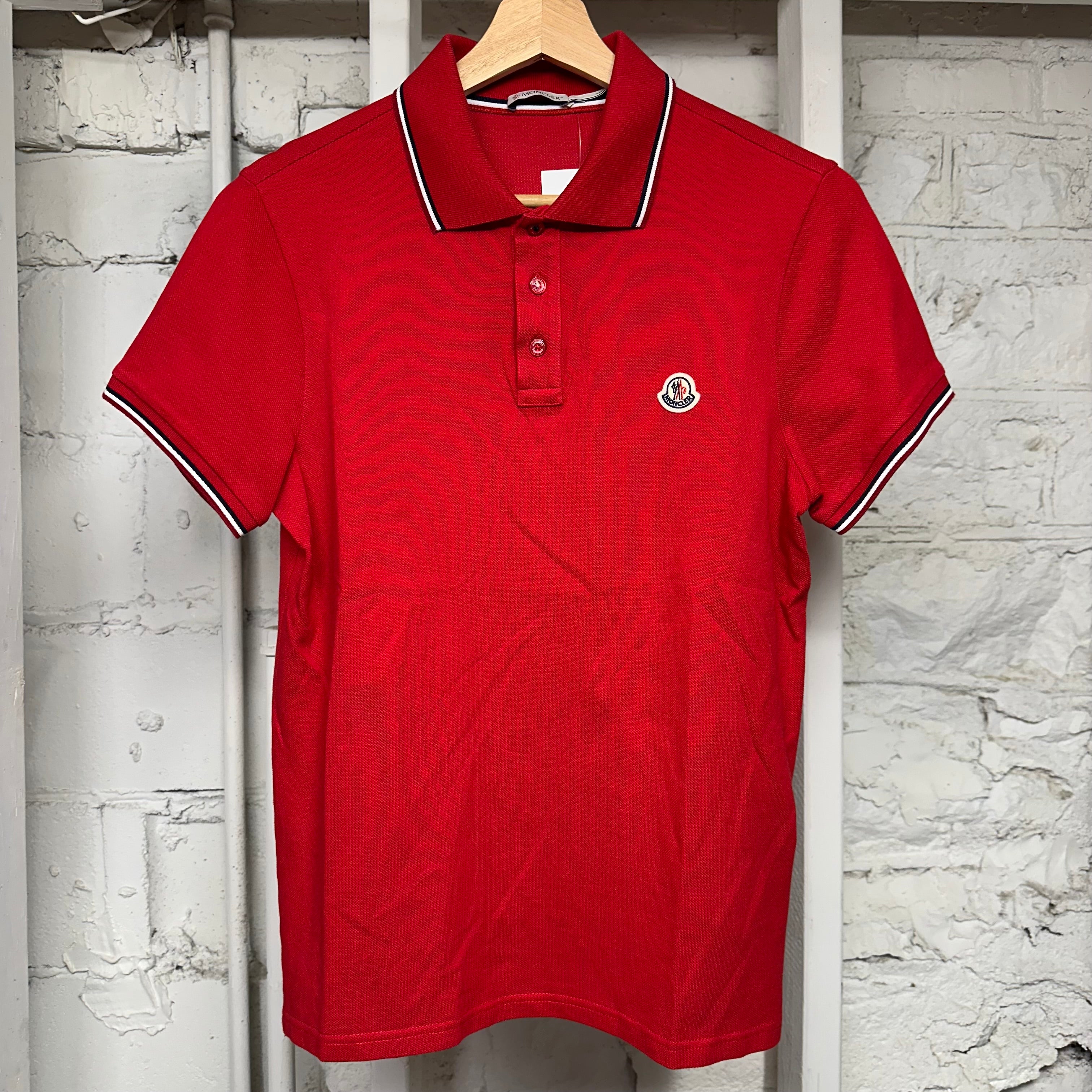 Moncler Small Logo Red Polo Sz S