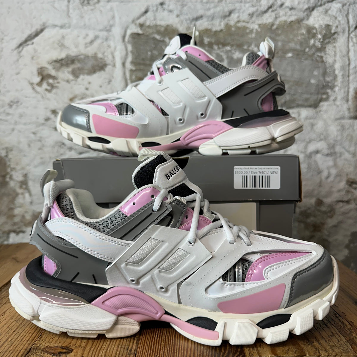 Balenciaga Track Runner Grey White Pink Sneaker Sz 7 (40) DS