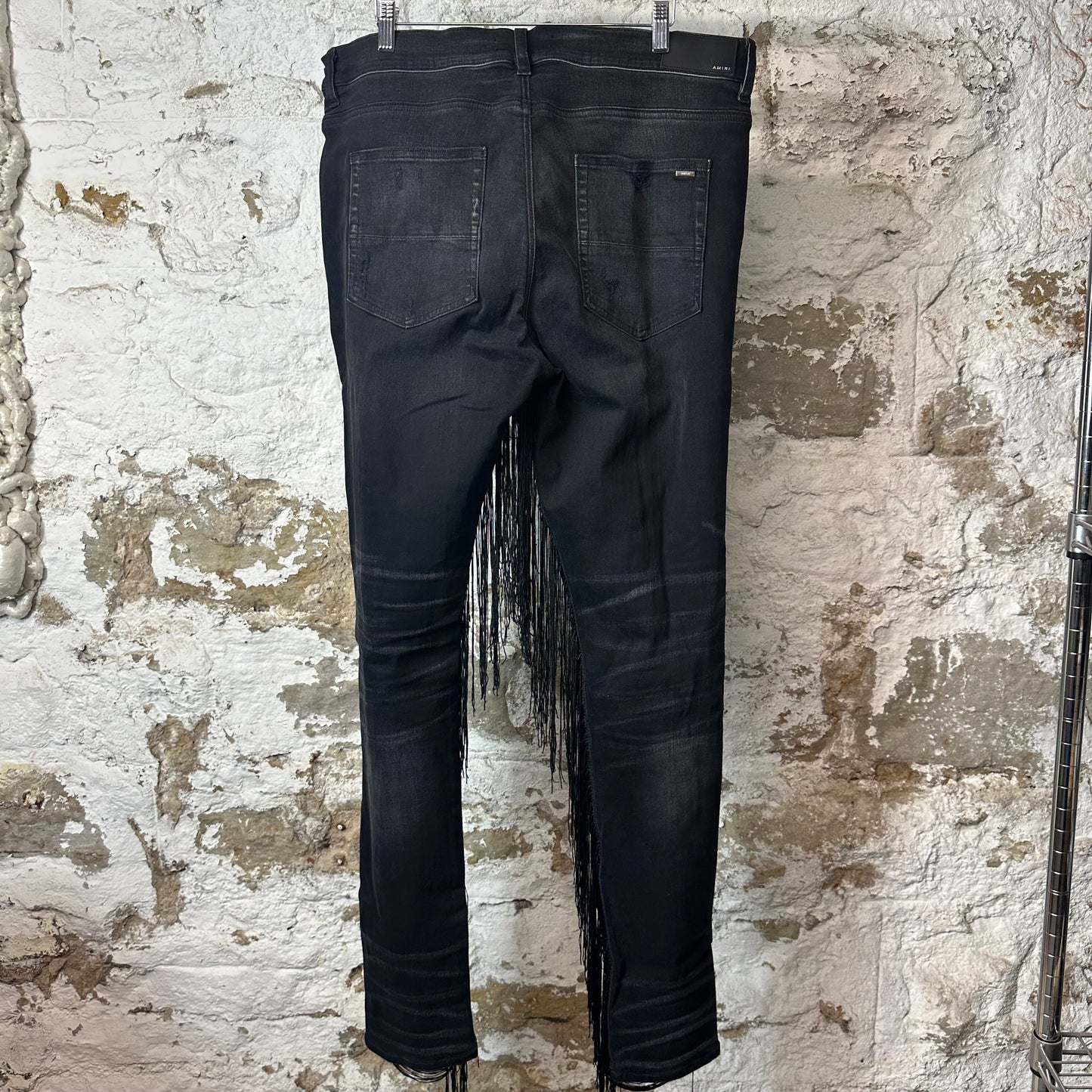 Amiri Fringe Wire Black Denim Jeans Sz 38