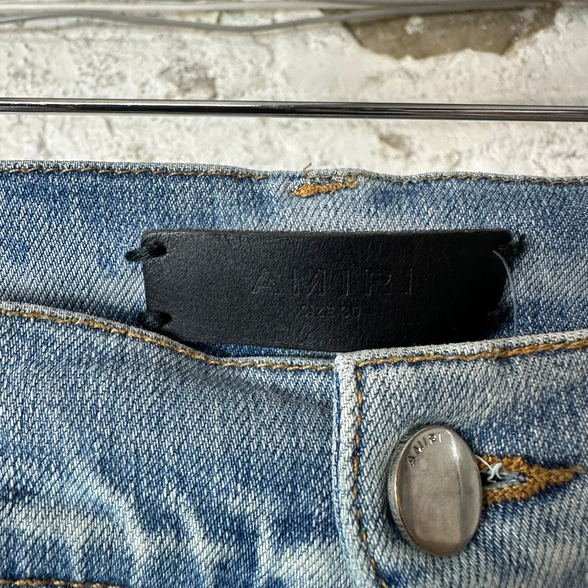 Amiri MX2 Brown Paisley Blue Denim Jeans Sz 30