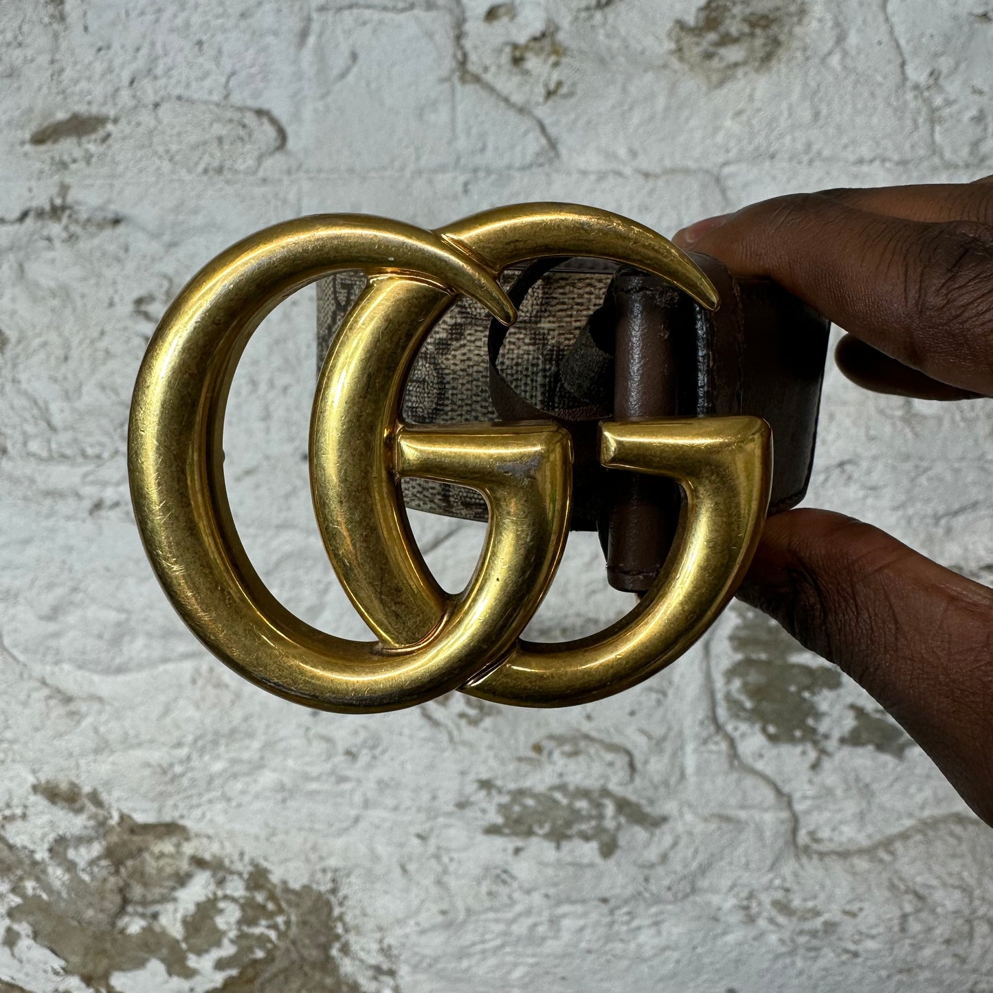 Gucci GG Monogram Tan Belt Sz (85/34)