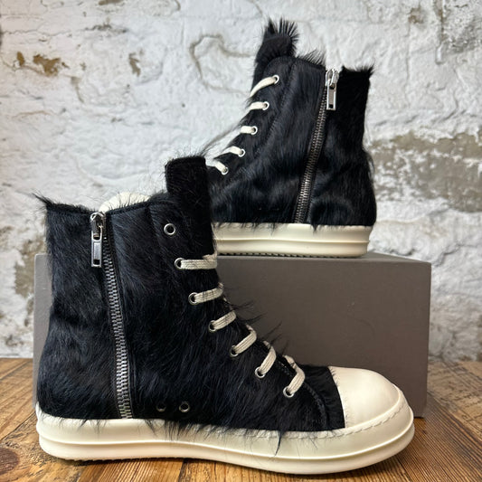 Rick Owens High Pony Hair Black Milk Sneaker Sz 11 (44)