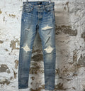 Amiri MX1 Cream Suede Blue Denim Jeans Sz 30