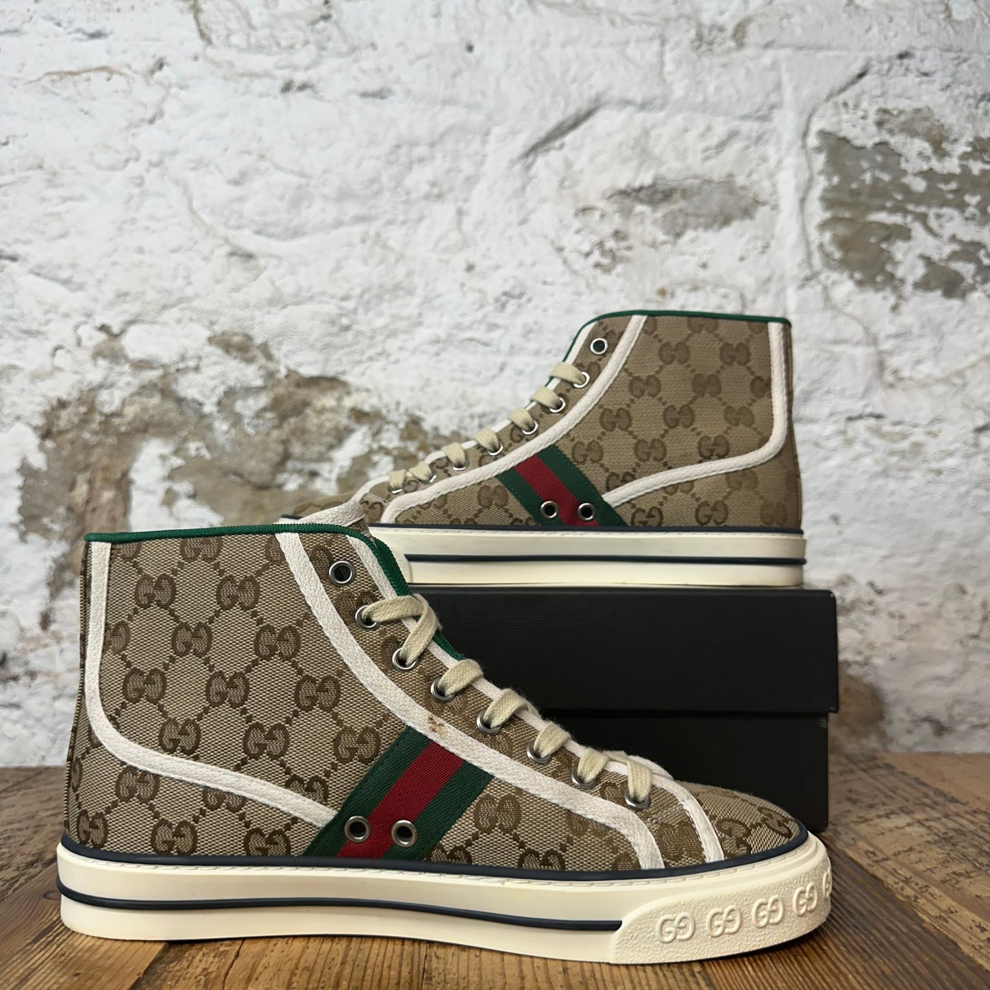 Gucci High Tennis 1977 Brown Monogram Sneaker Sz 6 (38)