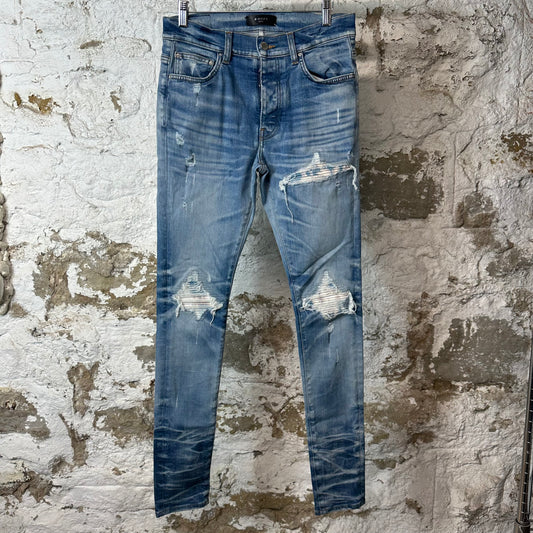 Amiri MX1 Sky Blue Cream Blue Denim Jeans Sz 30