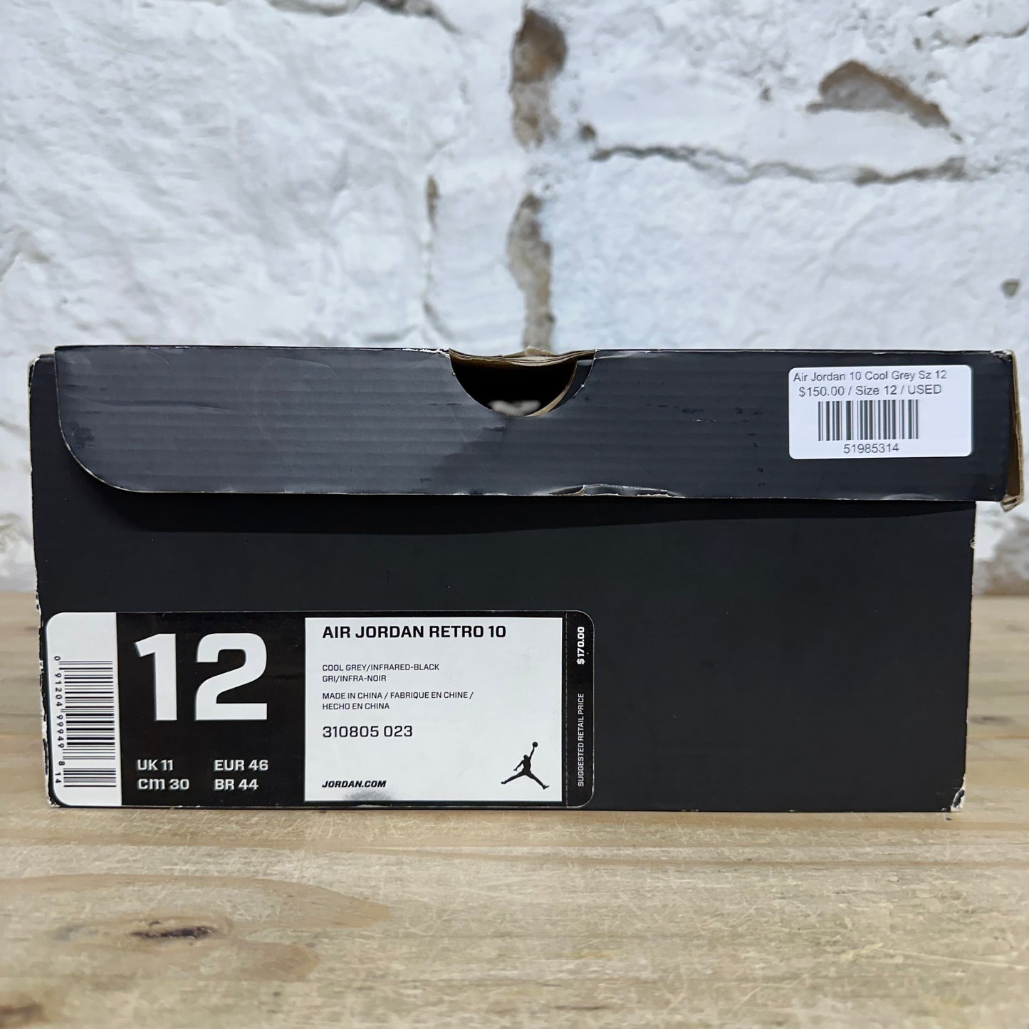 Air Jordan 10 Cool Grey Sz 12