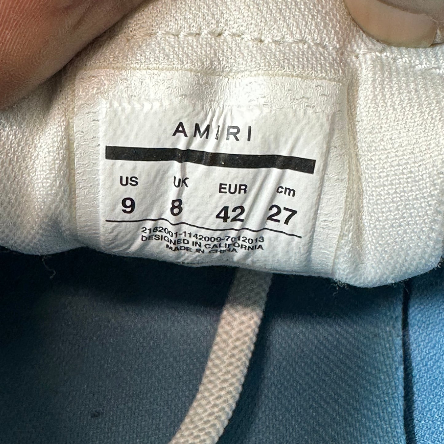 Amiri White Skeleton Sky Blue White Sneaker Sz 9 (42)