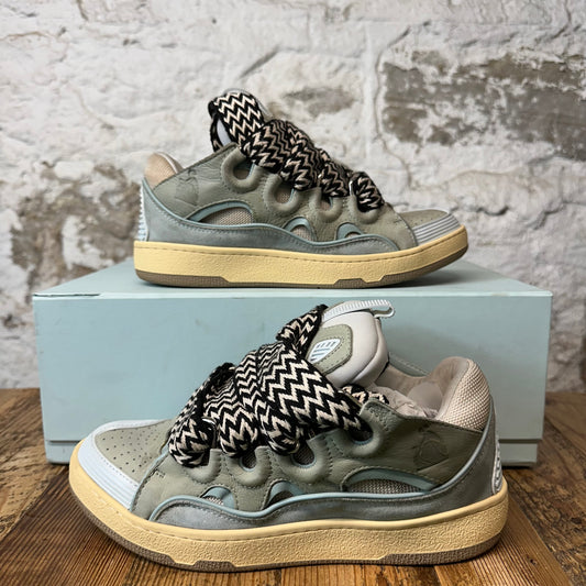 Lanvin Curb Black White Lace Green Blue Sneaker Sz 6.5 (39)