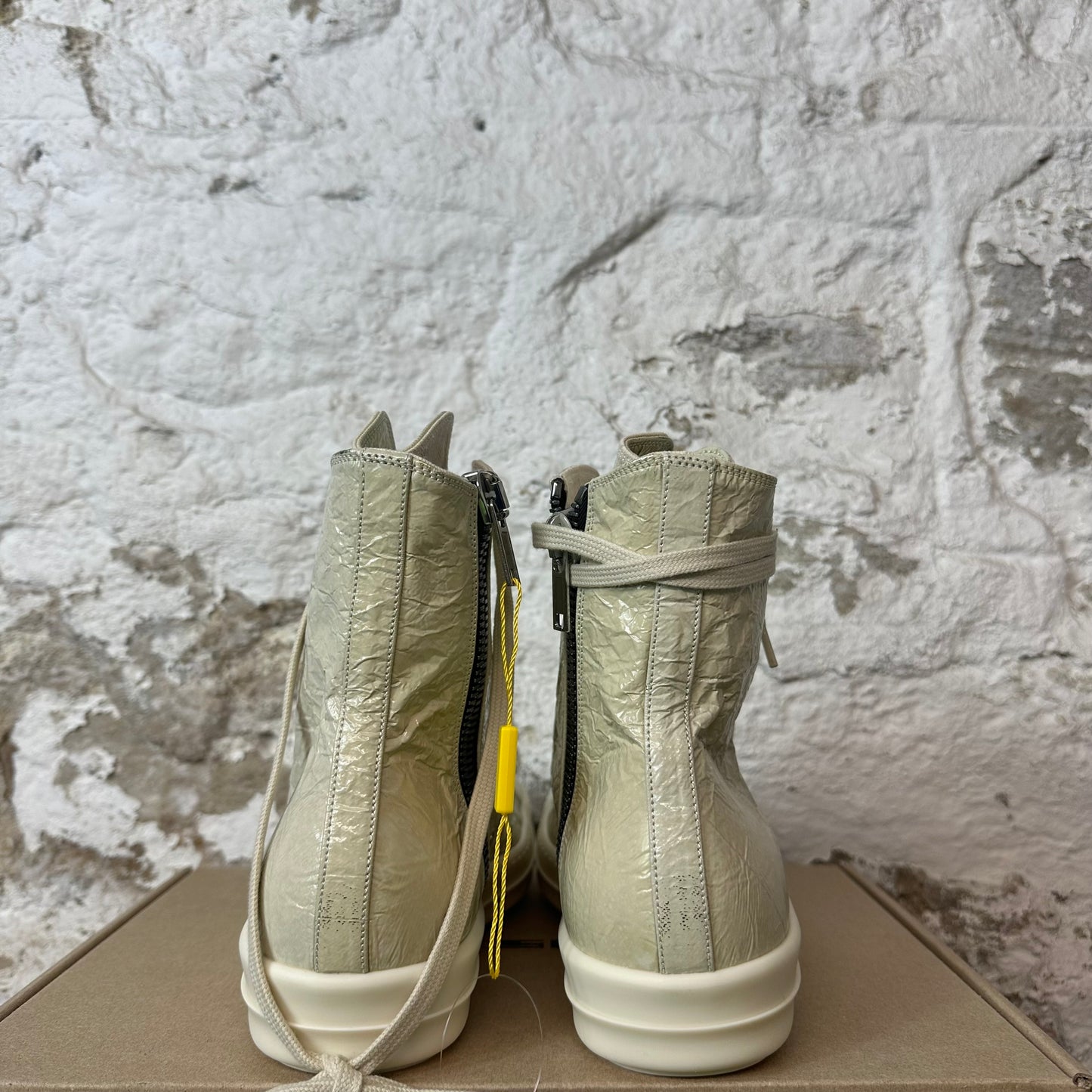 Rick Owens Parchment Milk High Top Sneaker