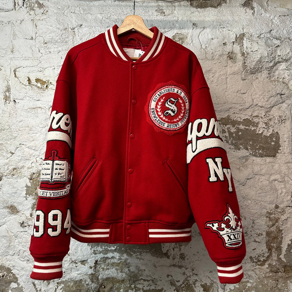 Supreme Veritas Red Varsity Jacket Sz L