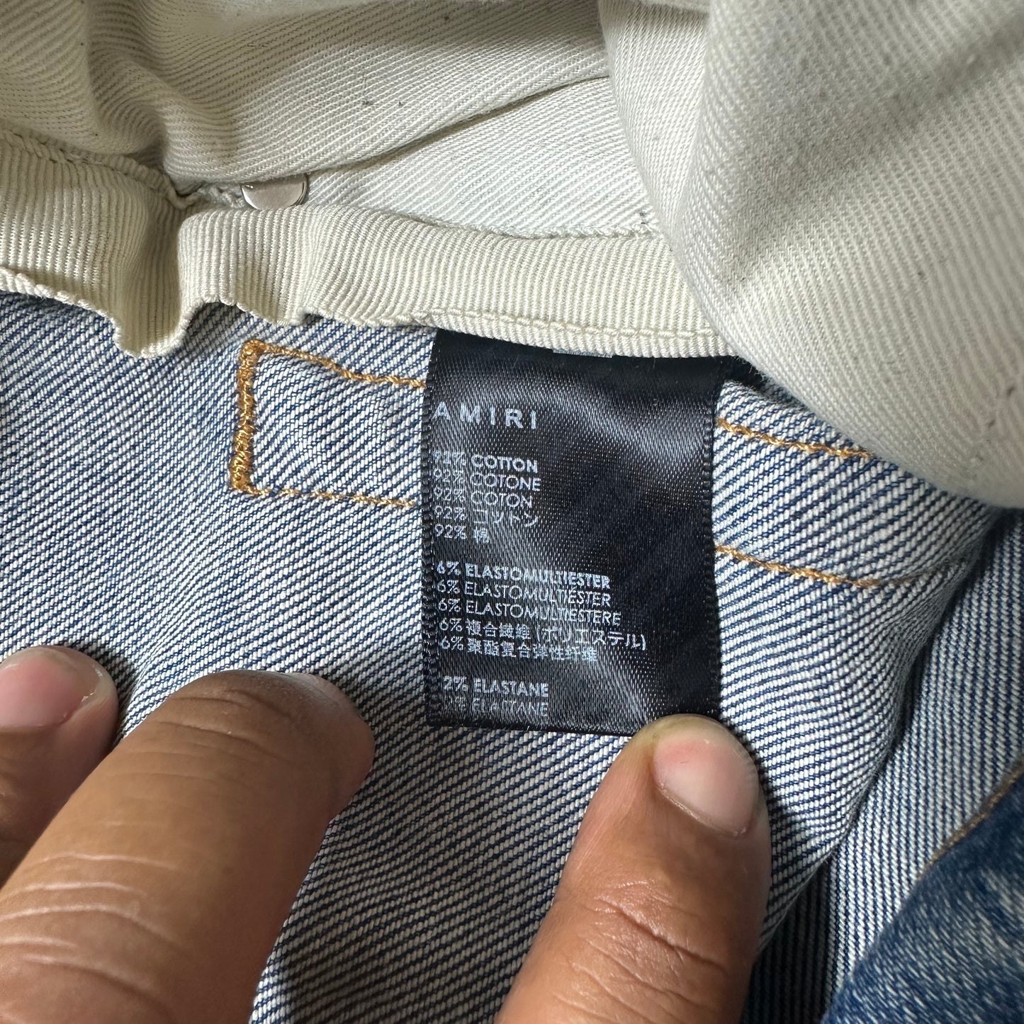 Amiri Distressed Side Spell Blue Denim Jeans Sz 31