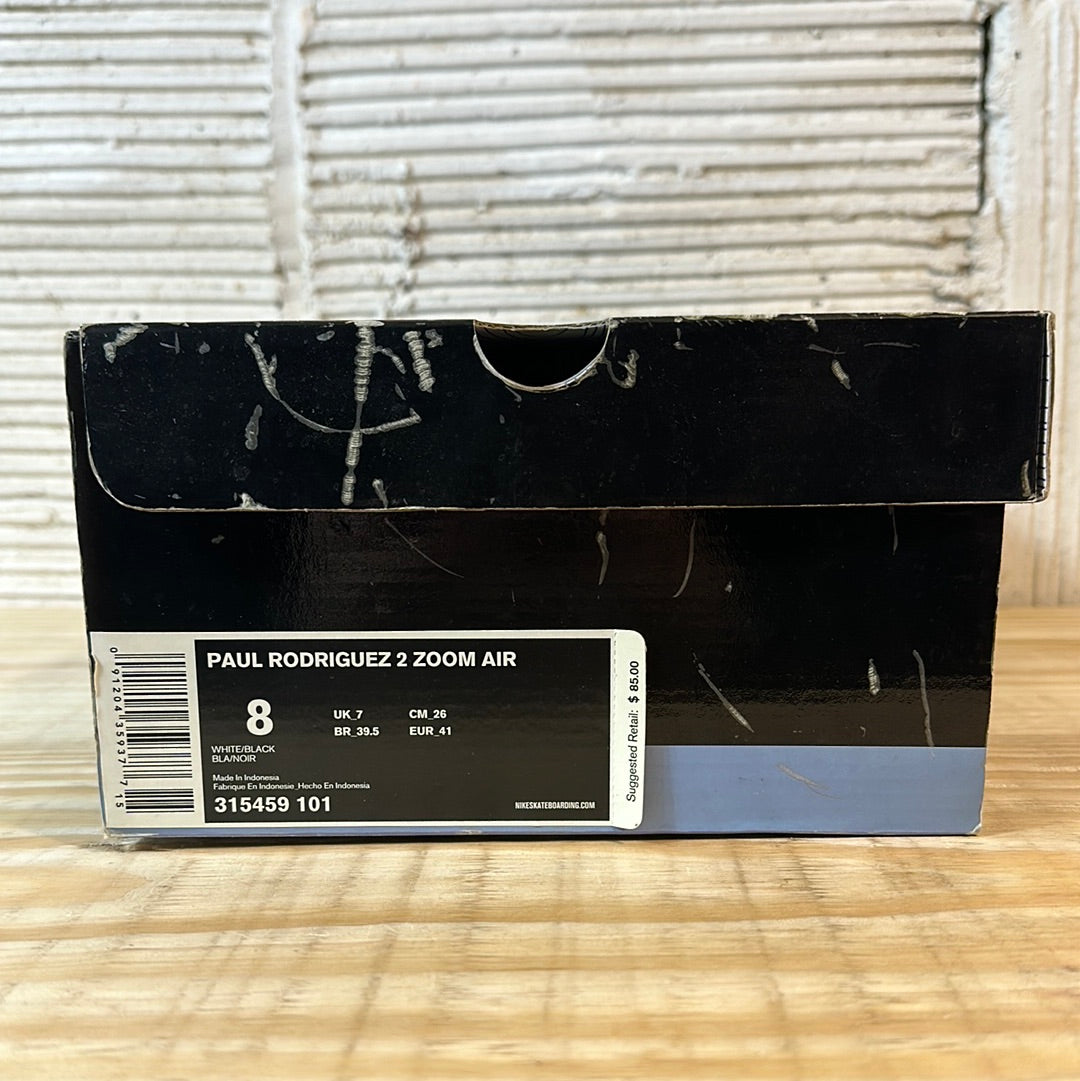 Nike Paul Rodriguez 2 Zoom White Black Sz 8 DS