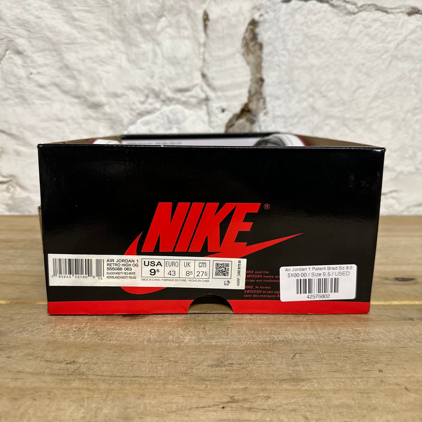 Air Jordan 1 High Patent Bred Sz 9.5