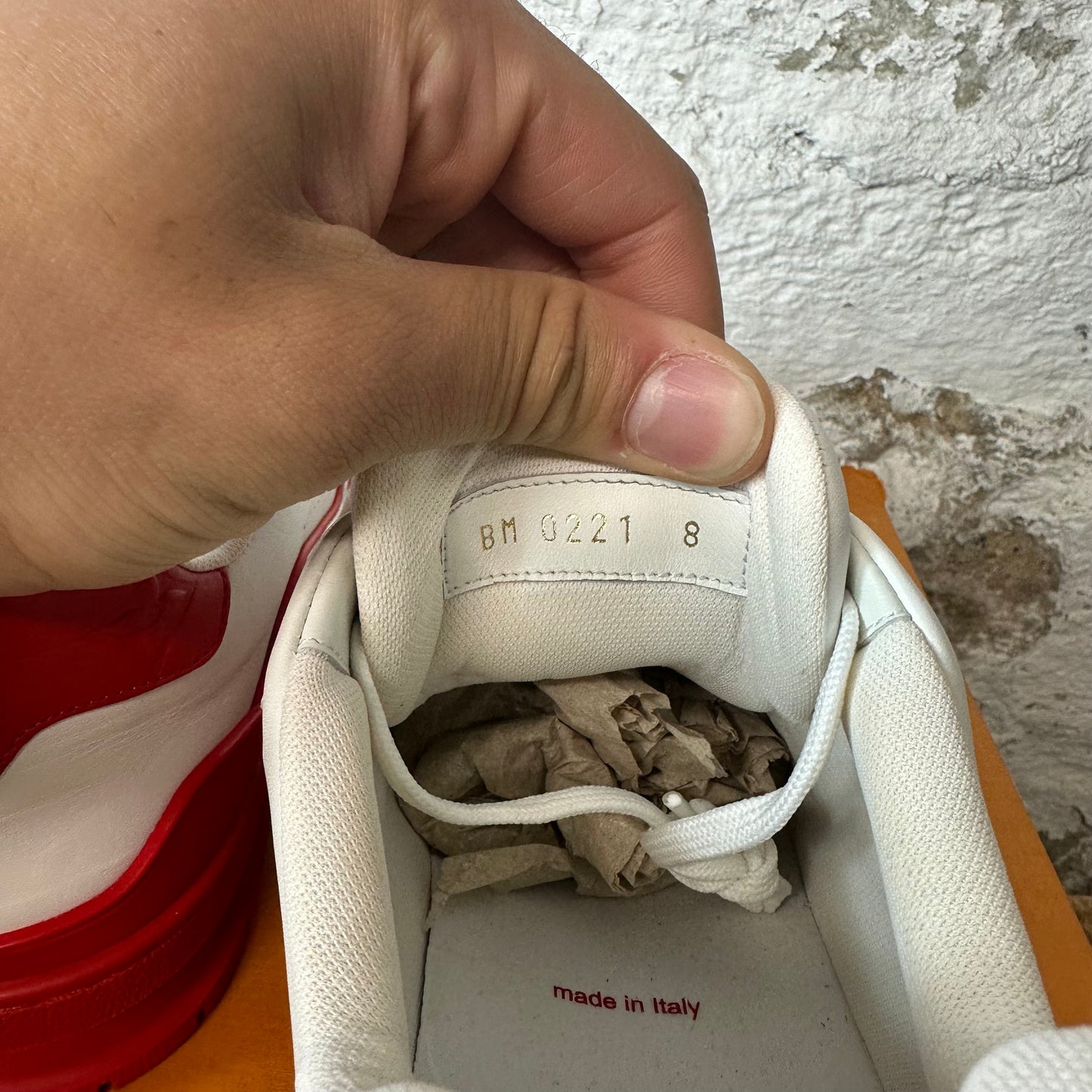 Louis Vuitton Trainer White Red Sz 9.5 (8LV)