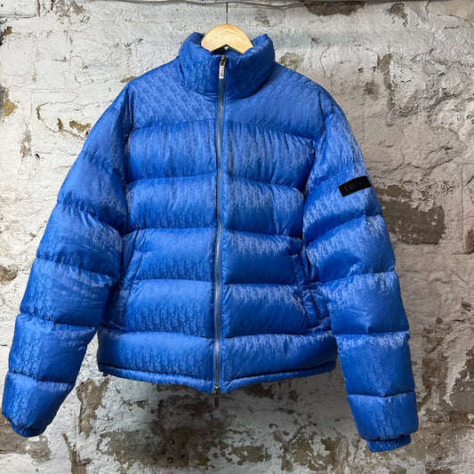 Dior Blue Oblique Monogram Puffer Jacket Sz XL