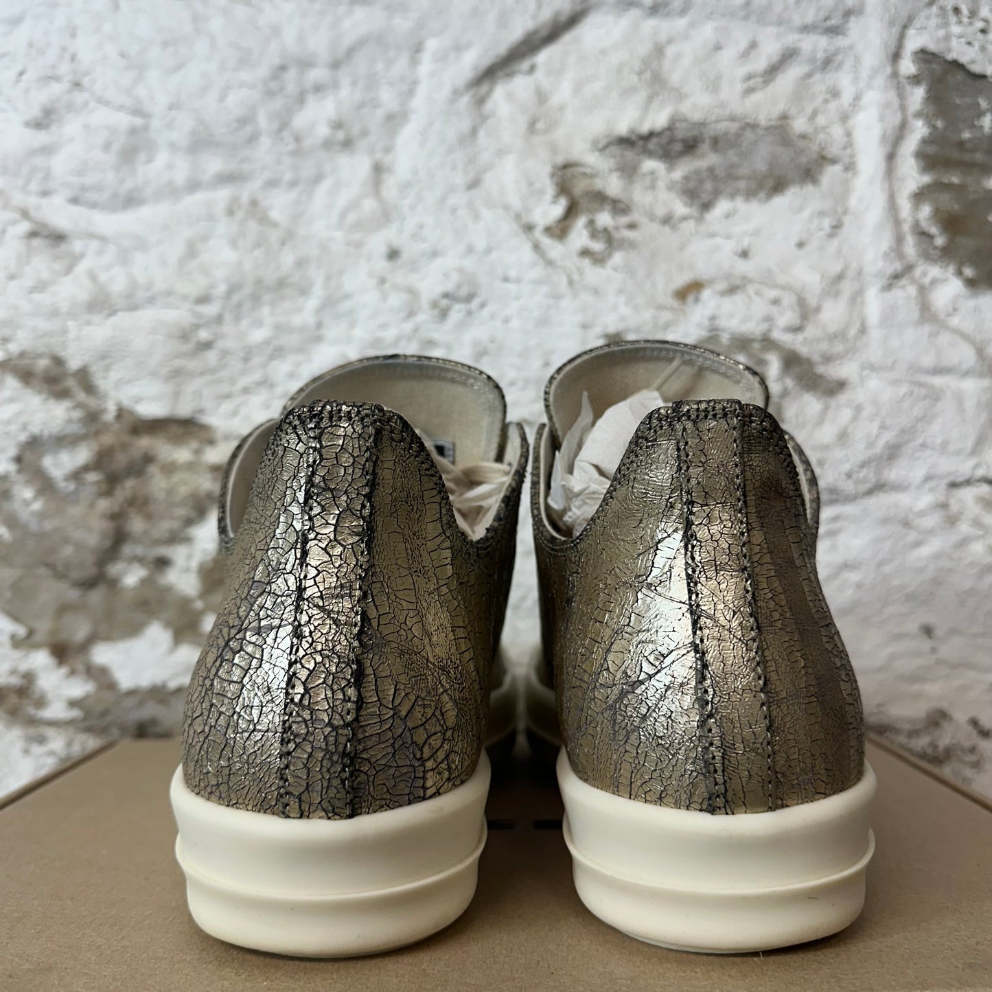 Rick Owens DRKSHDW Cracked Gold Milk Sneaker Sz 9 (42)