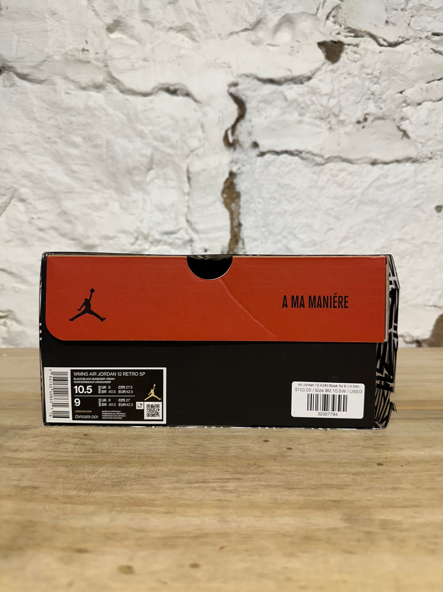 Air Jordan 12 A Ma Maniere Black Sz 9 (10.5W)