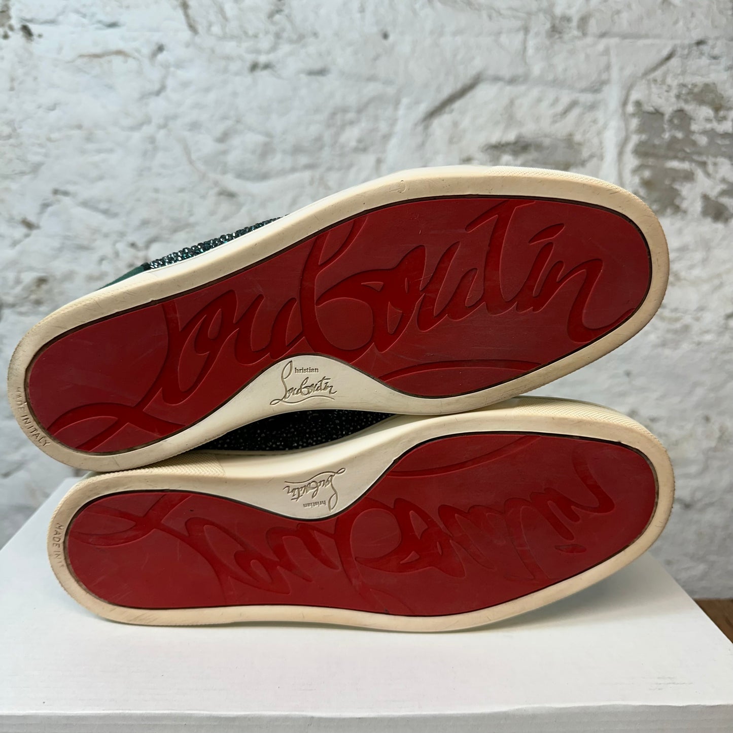 Christian Louboutin Green Sparkle High Sneaker Sz 7 (40) No Box