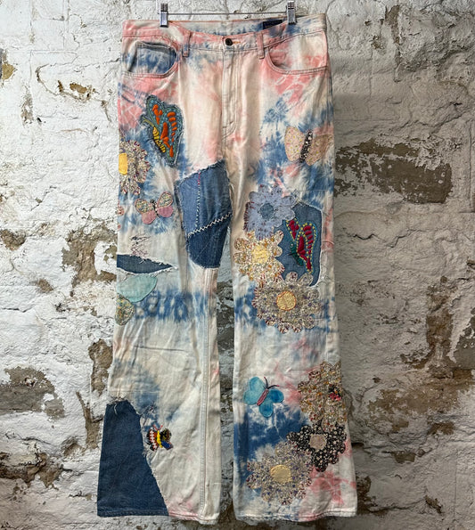 Kapital Crazy Papillon Flared Denim Jeans Sz 38