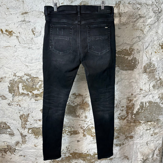 Amiri MX1 Cream Suede Black Denim Jeans Sz 33