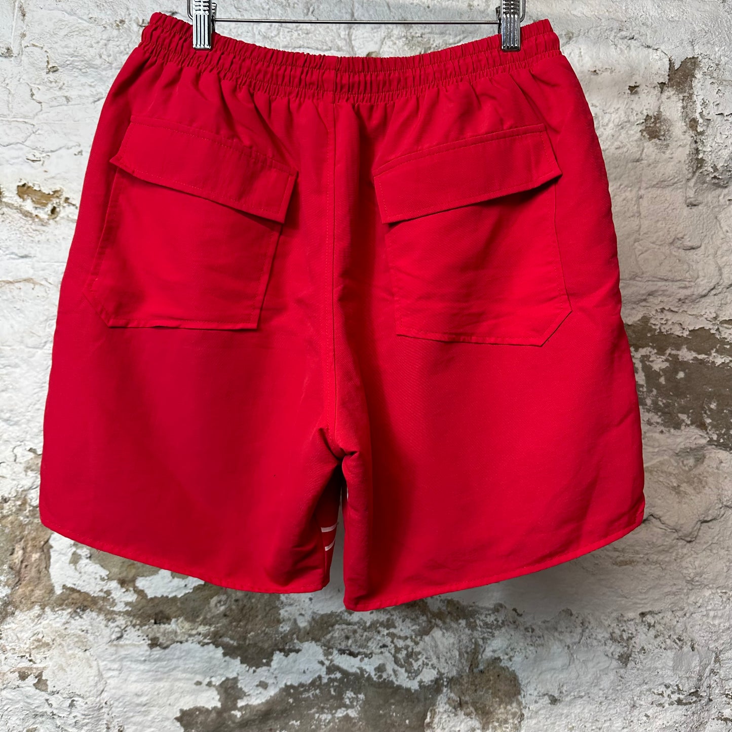 Rhude White Spellout Track Shorts Red Sz XL