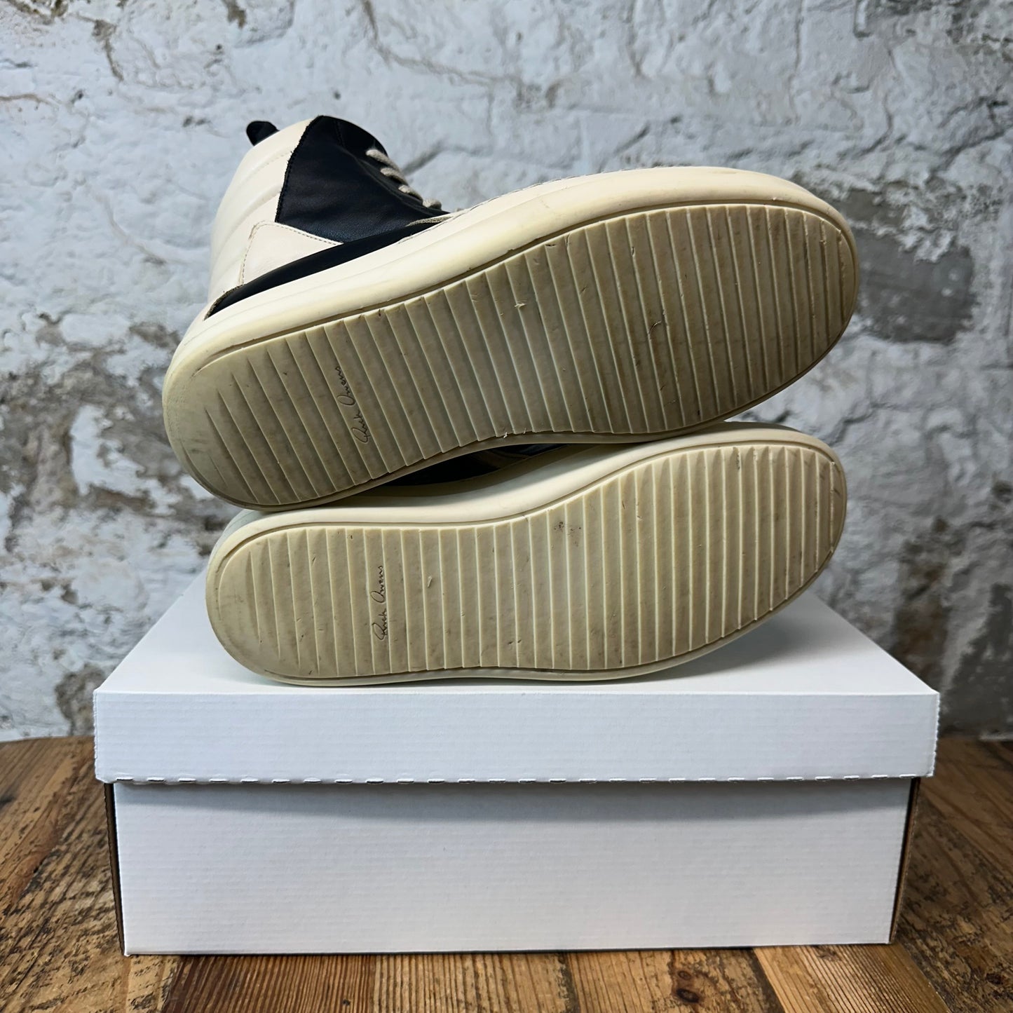 Rick Owens High Geobasket Black Milk Sneaker Sz 7 (40)